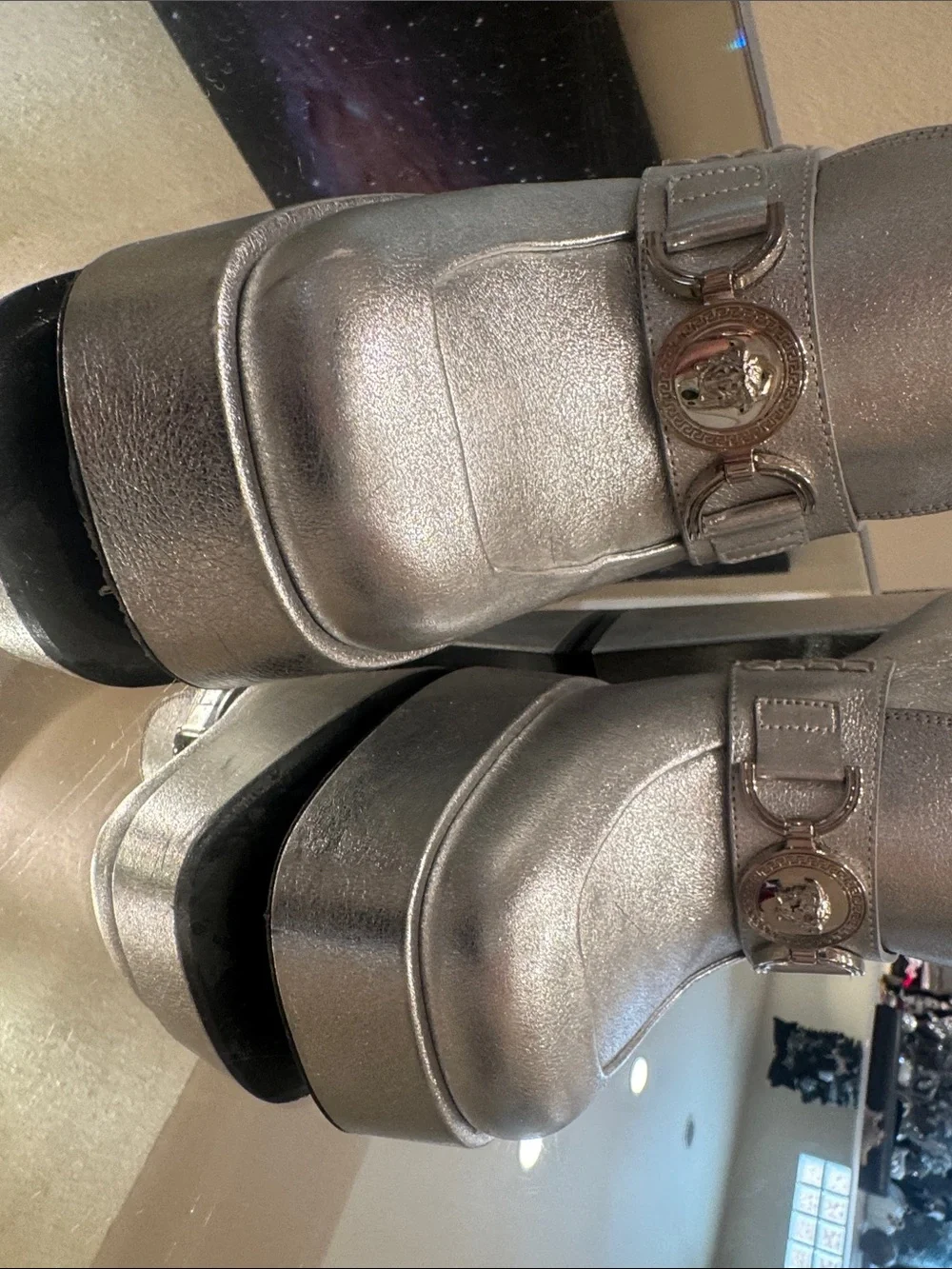 Versace Silver Platform School Girl Loafers